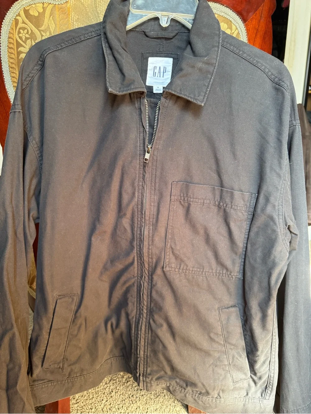 GAP Men's Dark Brown Zip-Front Shirt Jacket